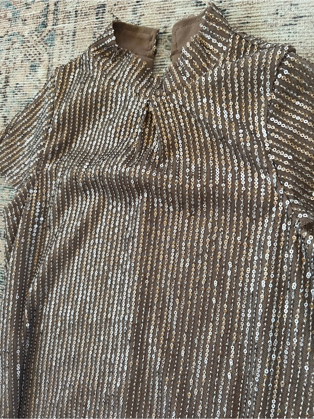 Joyfolie Girls Gold Sequin Short Sleeve Dress - Picture 3 of 5